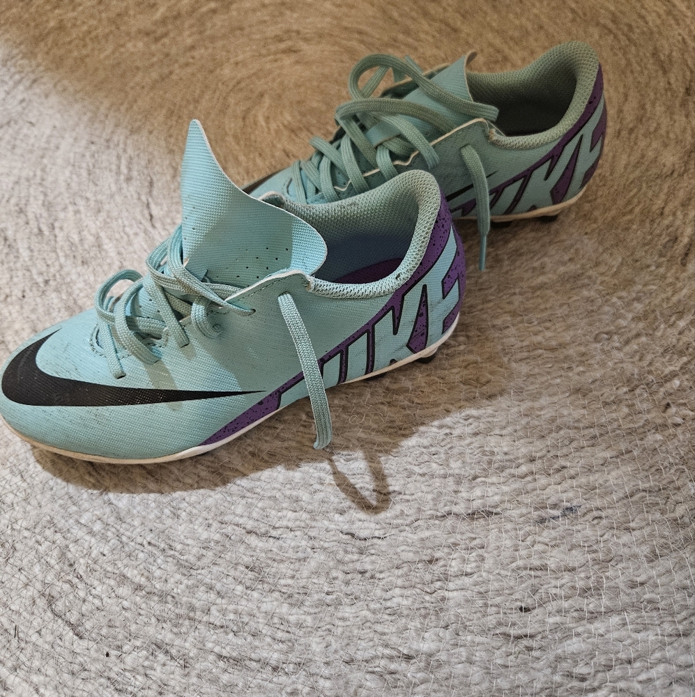 Nike Teal and Purple Soccer Cleats